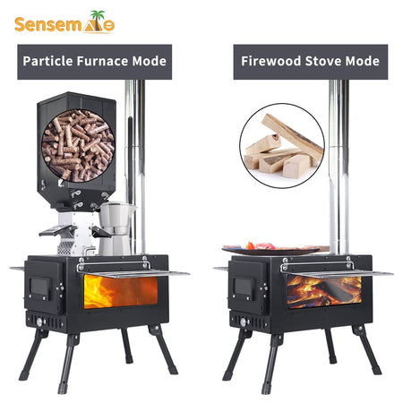 Folding Camping Wood Stove,Portable Tent Heater with 5-Section Detachable Chimney,Ice Fishing Firewood Burner,Outdoor Cook & BBQ
