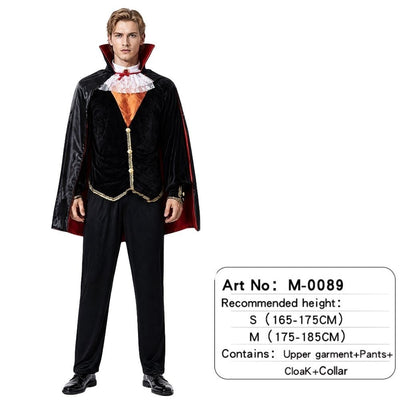 Adult Gothic Vampire Costume Set, Vampire Witch Role-Playing Outfit with Cape for Halloween Family Parties and Costumes