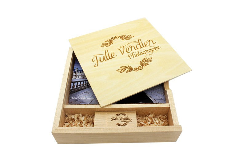 JASTER Walnut Maple Photo Album Wood Usb+Box Memory Stick Pendrive 128GB 64GB U Disk Photography Wedding Gift Free Custom Logo