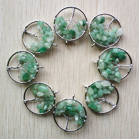 Natural Amethysts Roses Quartz Stone Handmade Wire Wrapped Tree of Life Pendants 30mm for Jewelry Marking Wholesale 12pcs/lot