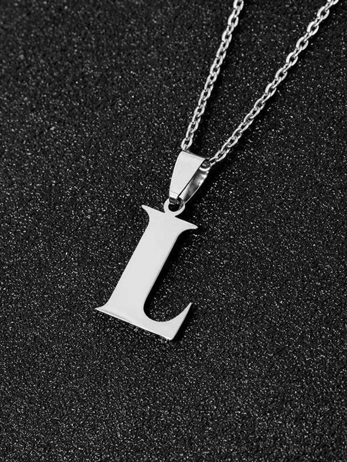 DGIDDK Stainless Steel Fashion Simple A-Z Small Letter Necklace Initial Pendant Fine Chain Alphabet Men Women Jewelry Gift