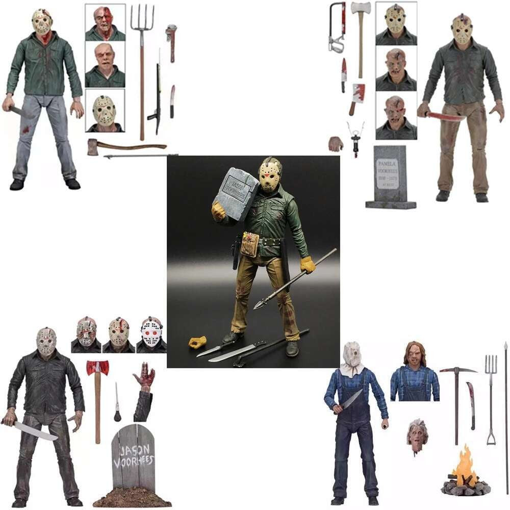 The 13th Figure Toys NECA Friday Freddy Jason Voorhees Blood Action Figure Jason Collectible Model Christmas Halloween Gifts