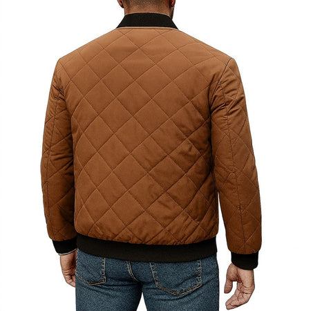 Quilted Jacket Men Autumn Winter Slim Fit Bomber Jacket Men Baseball Collar Cotton Padded Faux Fur Lined Casual Coat for 65-95kg