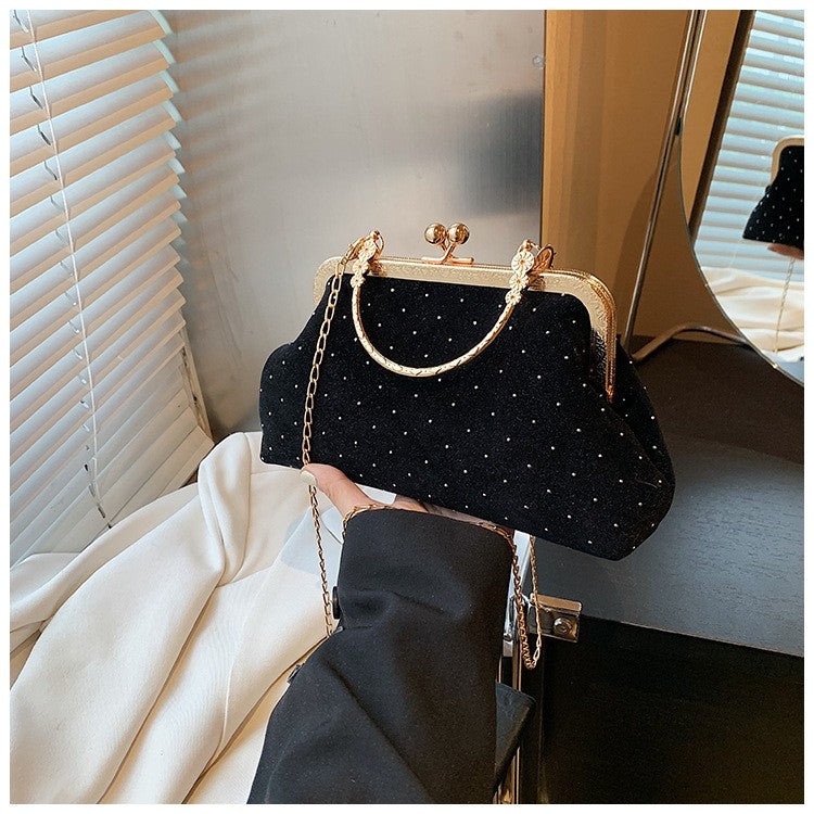 Luxury Design Women's Evening Clutch Purse Dinner Party Ladies Small Clip Shoulder Bag Handbags Retro Female Chain Crossbody Bag