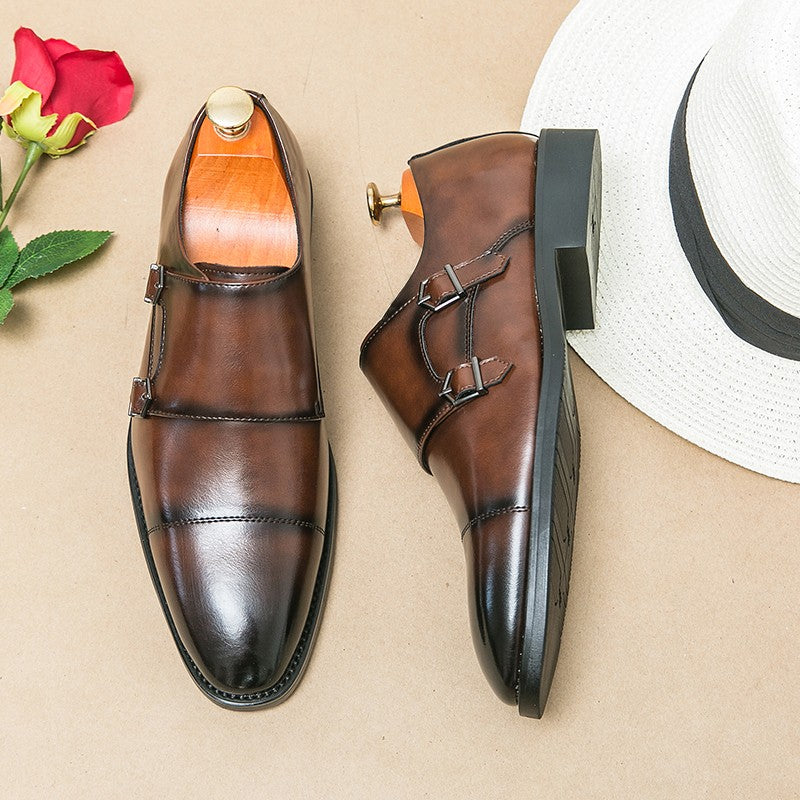 Large size men's three-point casual leather shoes men's leather business gentleman British style dress men Mengke shoes