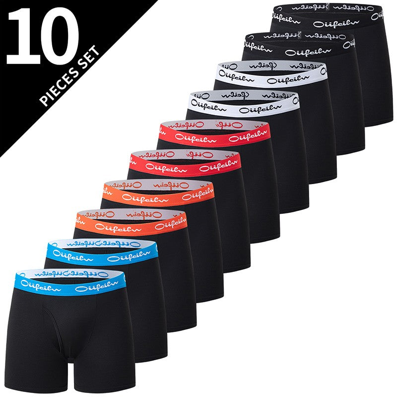 5/7/10 Pcs Men's Long Sports Parent-child Underwear Teenagers To Adults Multi-size Mix And Match Boyshort Elastic Waist Shorts