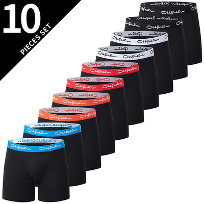 5/7/10 Pcs Men's Long Sports Parent-child Underwear Teenagers To Adults Multi-size Mix And Match Boyshort Elastic Waist Shorts