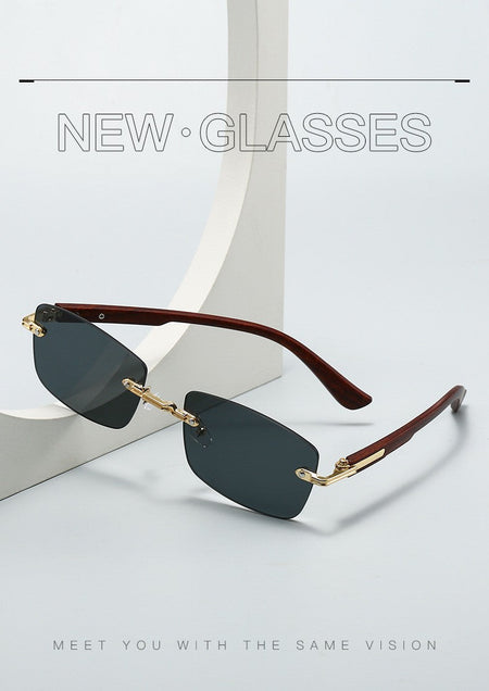 Vintage Frameless Sunglasses for Women Men Rectangle Sun Glasses Female Oval Eyewear Oculos De Sol for Male Female Eyeglasses