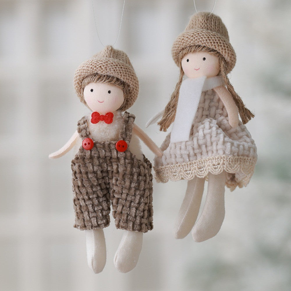 2Pcs New Christmas Cute Plush Angel Doll Pendant Lovely Boys Girls Xmas Tree Hanging Decoration Merry Christmas Party Ornaments
