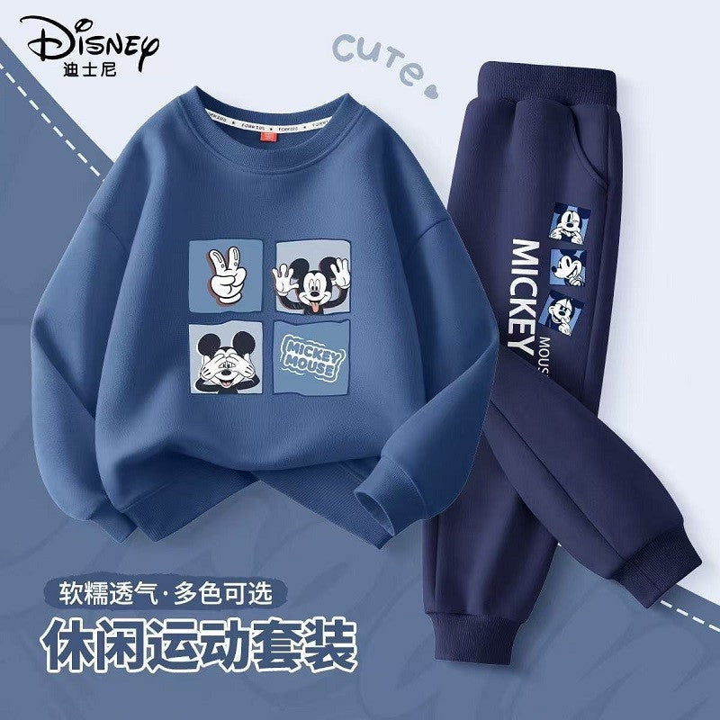 Autumn Baby Girl Boy Clothes Set Children Disney Mickey Printing Sweatshirt Top and Pants Bottom 2 Pcs Suit Cotton Tracksuit