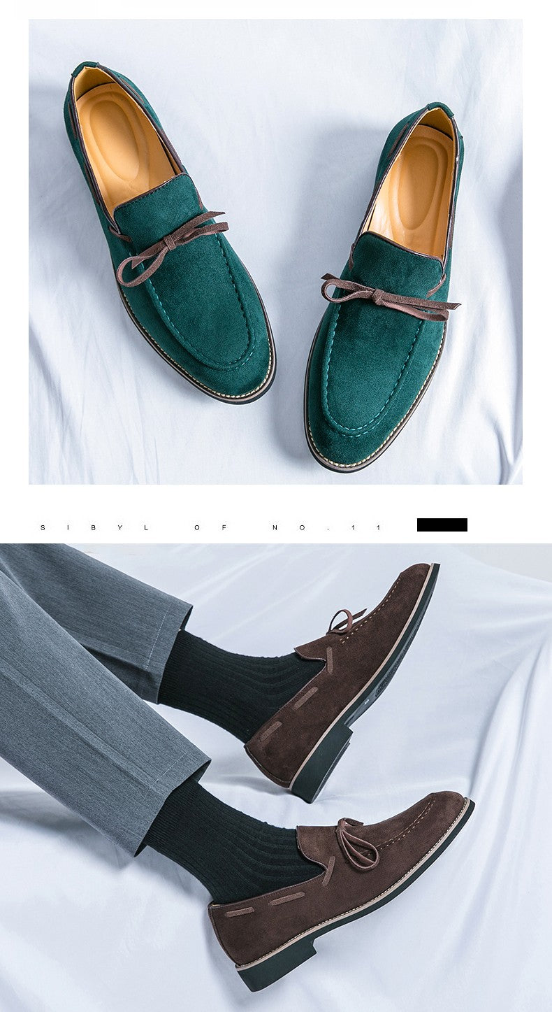 New pointed British men's business dress set with leather shoes and oversized men's shoes, fashionable and versatile