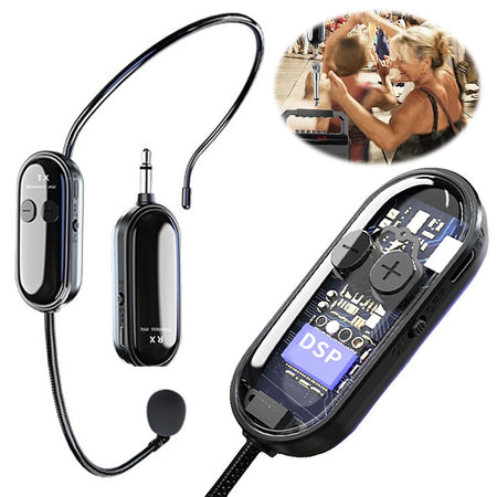 2.4G Wireless Microphone Headset Long Range Headset Mic Head Handheld Mic 2 in 1 for Voice Amplifier Stage Speakers Teach