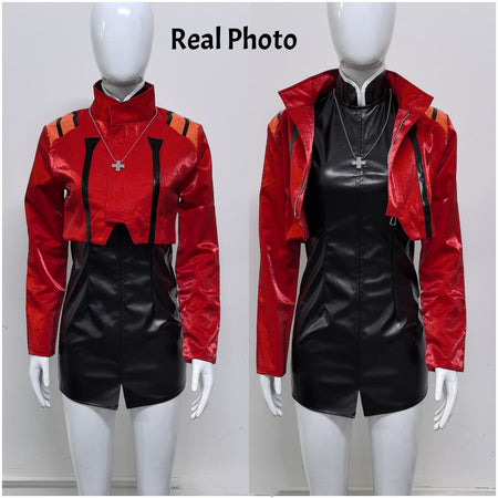 Katsuragi Misato Cosplay Costume Anime EVA Katsuragi Misato Cosplay Red Jacket Dress Uniform Halloween Party Costume For Women