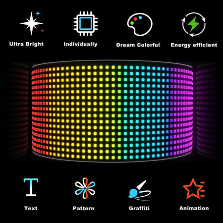 LED Sign Matrix Pixel Panel Scrolling Bright Led Eyes For Truck Signboard Flexible USB LED Car Sign Bluetooth App DIY Control