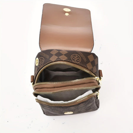 Retro Multi Layer Phone Small Bag, Fashion Lightweight Single Shoulder Crossbody Bag for Women Purse, Travel, Everyday Use