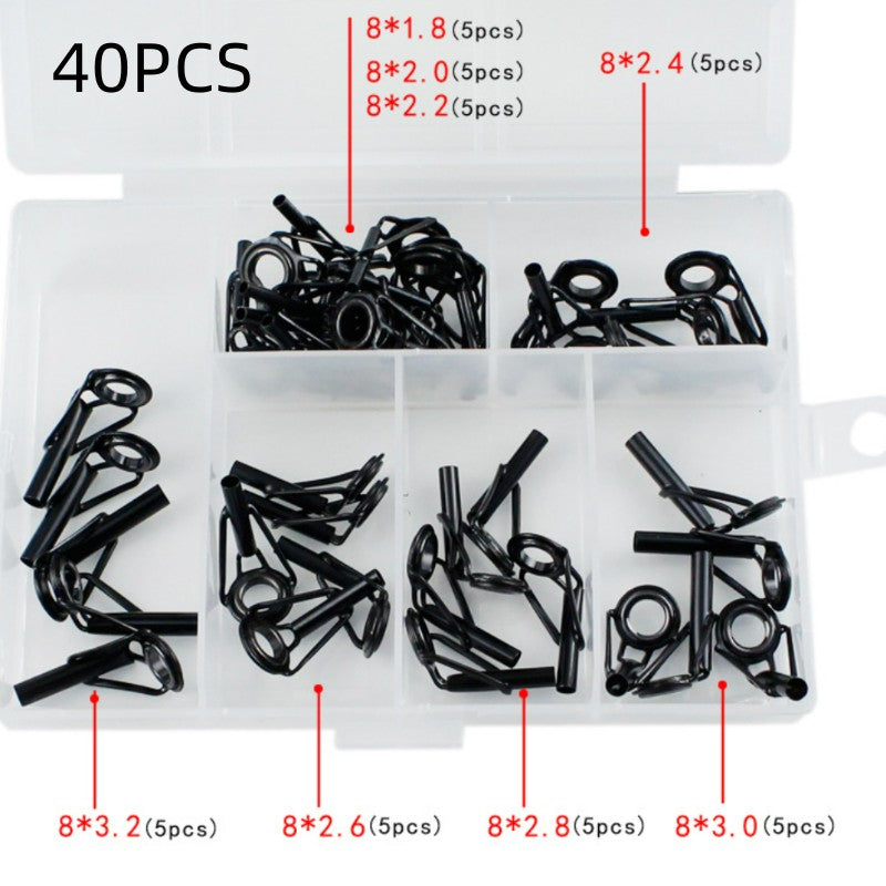 Stainless Steel Fishing Top Rod Guide Porcelain Ring 8pcs DIY Fishing Pole Tip Repair Rod Tip Accessories Fishing Tackle Pesca