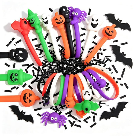 Soft Stretch Silicone Wristbands Spider Bat Skull Pumpkin Ghost Halloween Party Favors Goodie Bag Fillers Trick or Treat Rewards