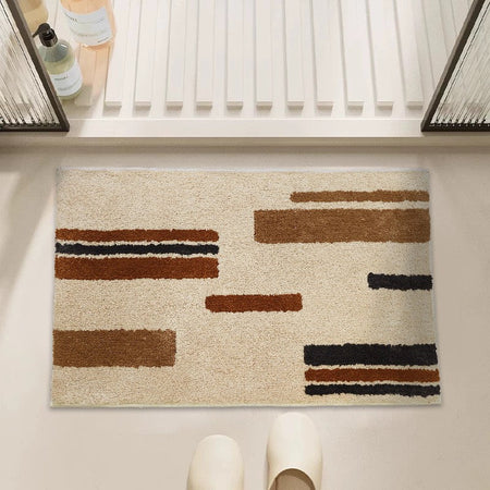 VIKAMA Bathroom Rug- Flannel Soft Toilet Door Mat - Bathroom Entrance Floor Mat - Bathroom Sink Area Carpet Home Decoration