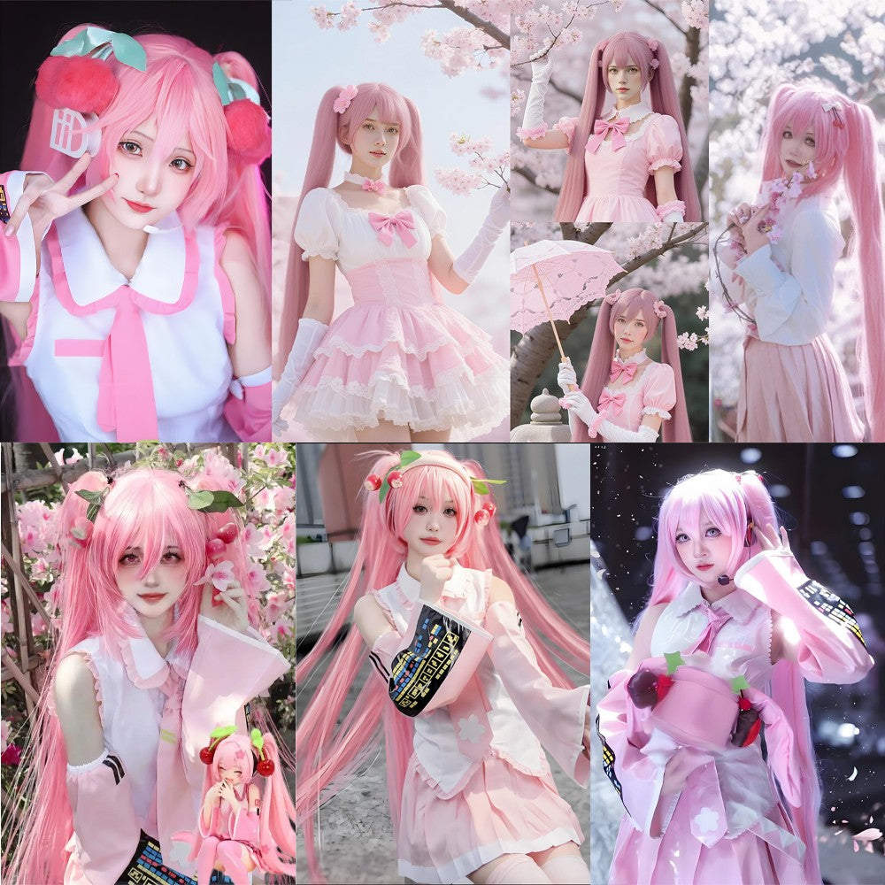 High-Quality Anime Miku Cosplay Synthetic Hair 46-Inch Detachable Double Ponytail Halloween Carnival Party Wig Heat-Resistant