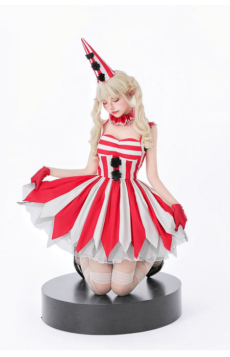 Halloween Cosplay Dress Red Horror Circus Soul Return Doll Costume Gothic Spooky Ladies Fancy Outfit for Party Role Play Dress