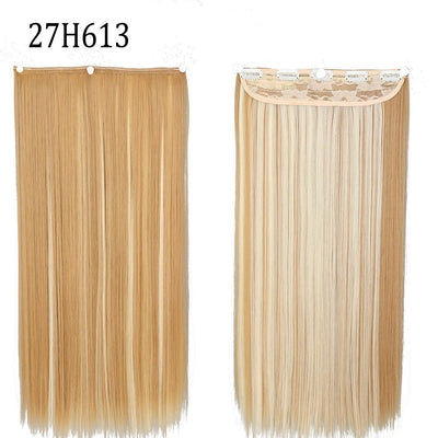 Synthetic Long Straight 5 Clip In Hair Extensions 22’‘ High Resistant Temperature Fiber Black Brown Blonde Hairpiece