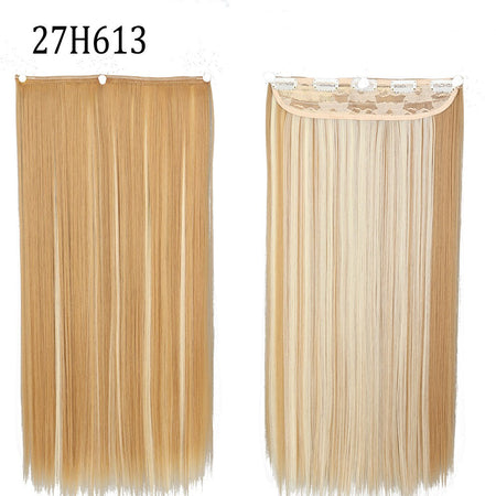 Synthetic Long Straight 5 Clip In Hair Extensions 22’‘ High Resistant Temperature Fiber Black Brown Blonde Hairpiece