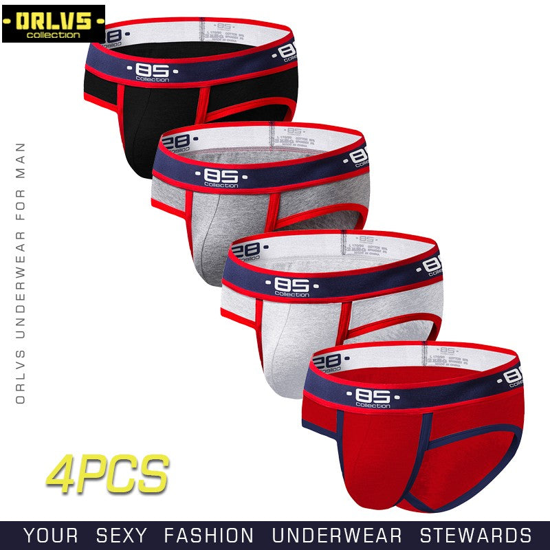 BS 4PC/LOT Men Briefs Sexy Underwear Male Underpants Men's Sexy Breathable Brief Pants Comfortable Men Briefs Underwear Cotton