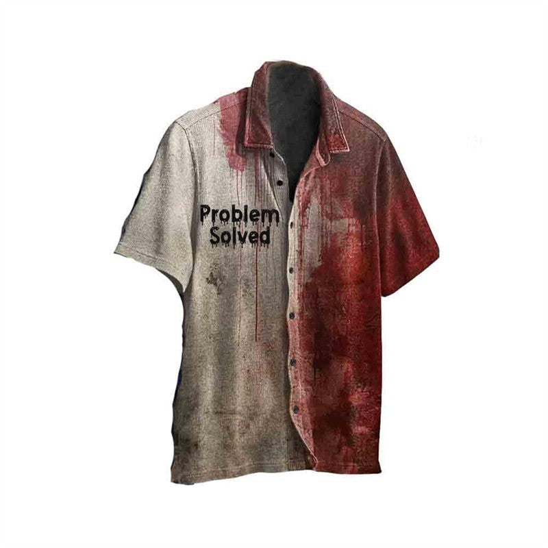 3D Printed Halloween Horror Bloody Shirt Mens Casual Fashion Hawaiian Beach Shirts Mens Designer Clothes Woman Button Lapel Tops