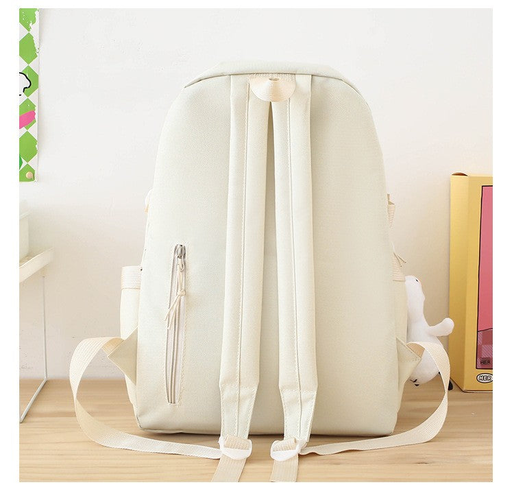 5-piece Set of Free Pendants Forest Style Korean Version Casual Harajuku Student Backpack for High School Girls Large Capacity