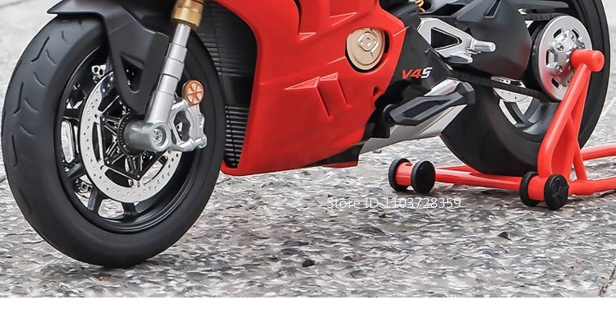 1:9 Scale 1299 V4S Miniature Motorbike Toy Models Alloy Diecast Sound Light Shock Absorption Ornament Motorcycles for Kids Gifts