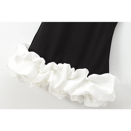 TFMLN Fashion Women Ruffle Pleated Dress Slim O-neck Sleeveless Backless Dresses Female 2025 Party Club Lady Vestidos