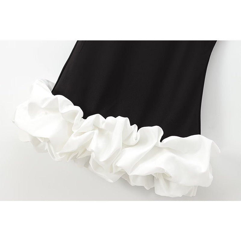 TFMLN Fashion Women Ruffle Pleated Dress Slim O-neck Sleeveless Backless Dresses Female 2025 Party Club Lady Vestidos