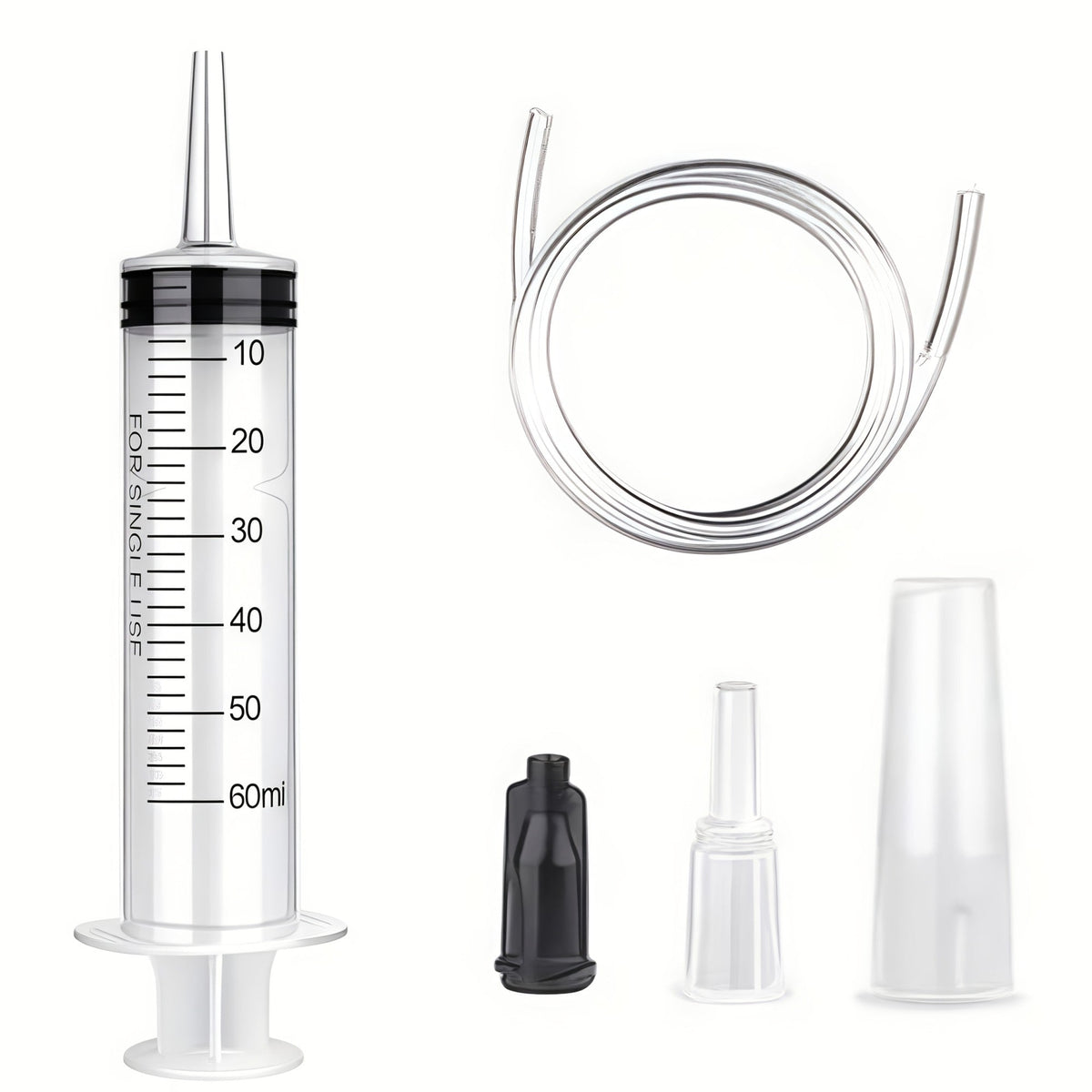 60/100/150ml large syringe with 100 cm of tubing, converter, cap set, garden injector, for liquid lipstick paint epoxy resin oil
