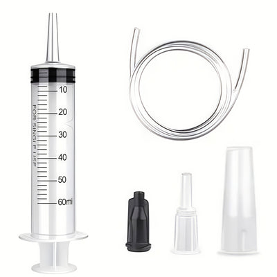 60/100/150ml large syringe with 100 cm of tubing, converter, cap set, garden injector, for liquid lipstick paint epoxy resin oil