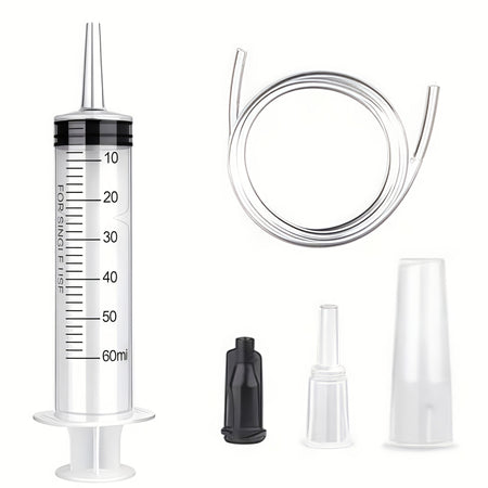 60/100/150ml large syringe with 100 cm of tubing, converter, cap set, garden injector, for liquid lipstick paint epoxy resin oil