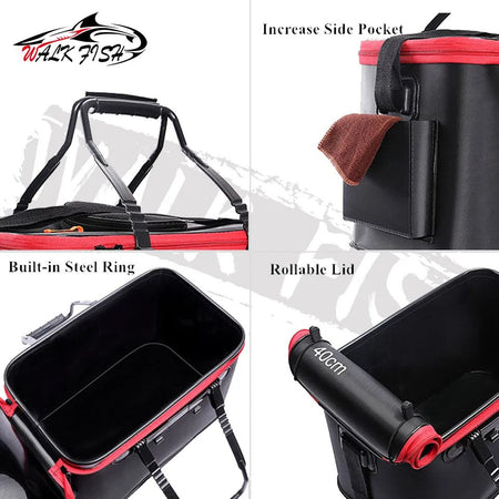WALK FISH Thicken Fishing Bag Folding EVA Fishing Bucket Portable Live Fish Box Storage Outdoor Waterproof Camping Hiking Bag