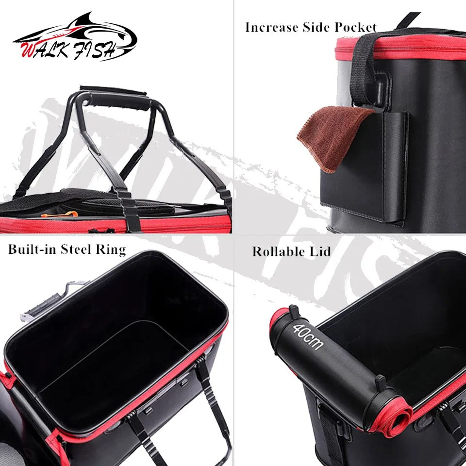 WALK FISH Thicken Fishing Bag Folding EVA Fishing Bucket Portable Live Fish Box Storage Outdoor Waterproof Camping Hiking Bag