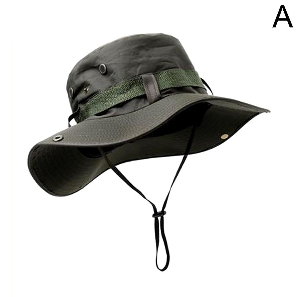 Summer Men Bucket Hat Outdoor UV Protection Wide Brim Panama Safari Hunting Hiking Mesh Fisherman Hat Beach Sunscreen Cap