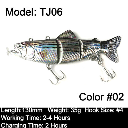 Robotic Swimming Lures 130mm 4 Segements Swimbait 35/54g Fishing Auto Electric Wobblers USB Rechargeable LED Light For Bass Pike