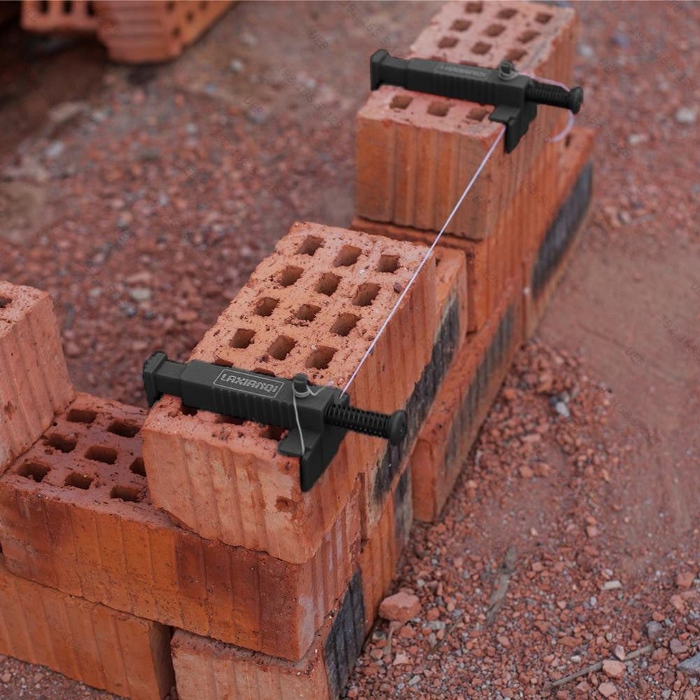 2 Pcs Bricklaying Construction Tool Liner Wall Builder Building Wire Frame Brick Liner Runner Brick Line Clips Line Runners