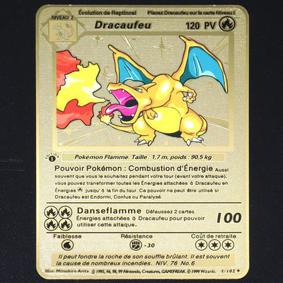 Pokemon 183200 Points High Hp  Gold Black English French Metal Cards Vmax Mega GX Game Collection Cards Charizard Pikachu Mewtwo