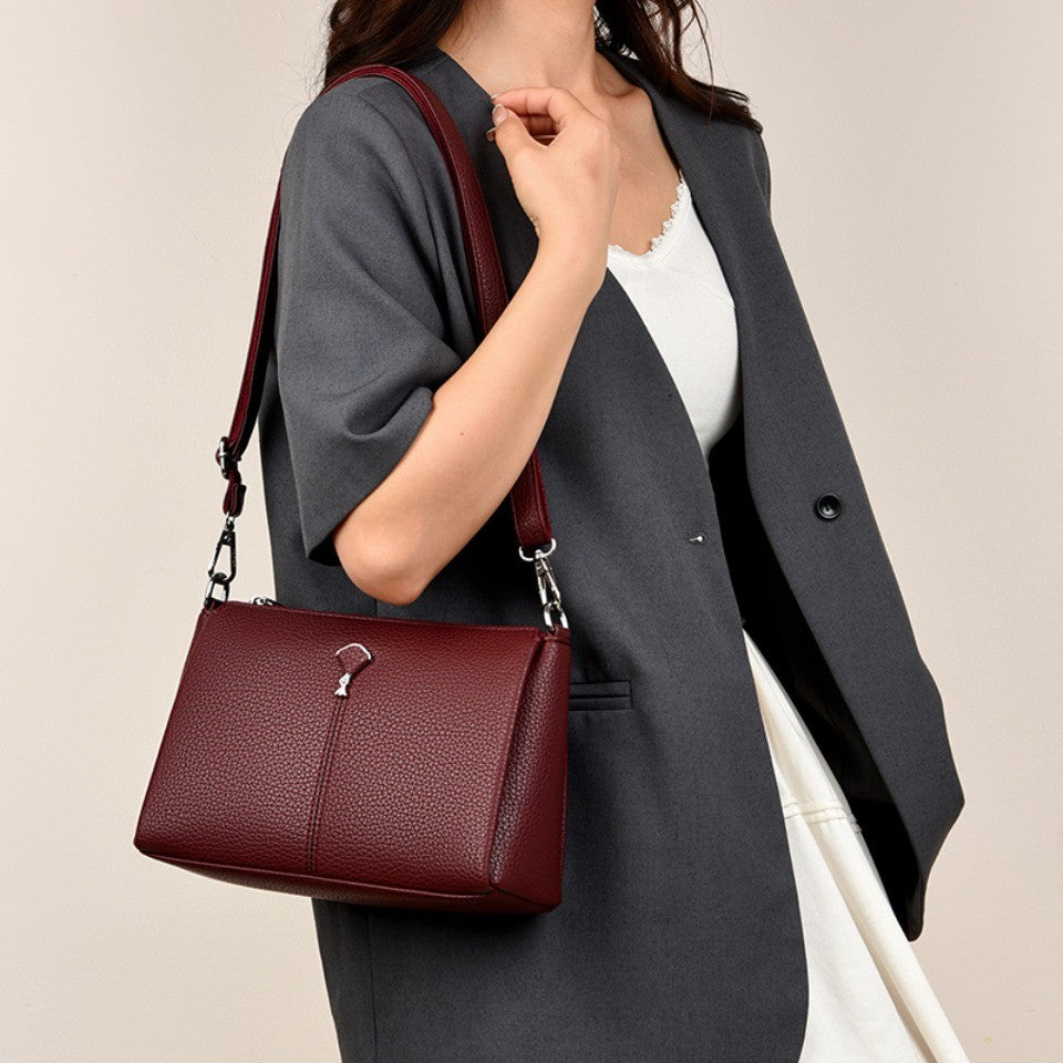 Top Quality Pu Leather Female Crossbody Three Layers Pockrts Bag Elegant Shoulder Bags for Women Casual Purses and Handbags Sac