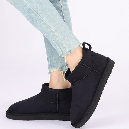 Smile PoP New Winter Cotton Women Boots Warm Suede Women Shoes Casual Plush Mini Cotton Snow Boots Nonslip Furry Ankle Shoes