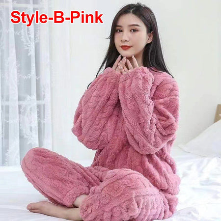 Winter Women's New Pajamas Homewear Suit Women's Fall and Winter Warm Clothes Coral Velvet Leisure Pajamas Padded Homewear
