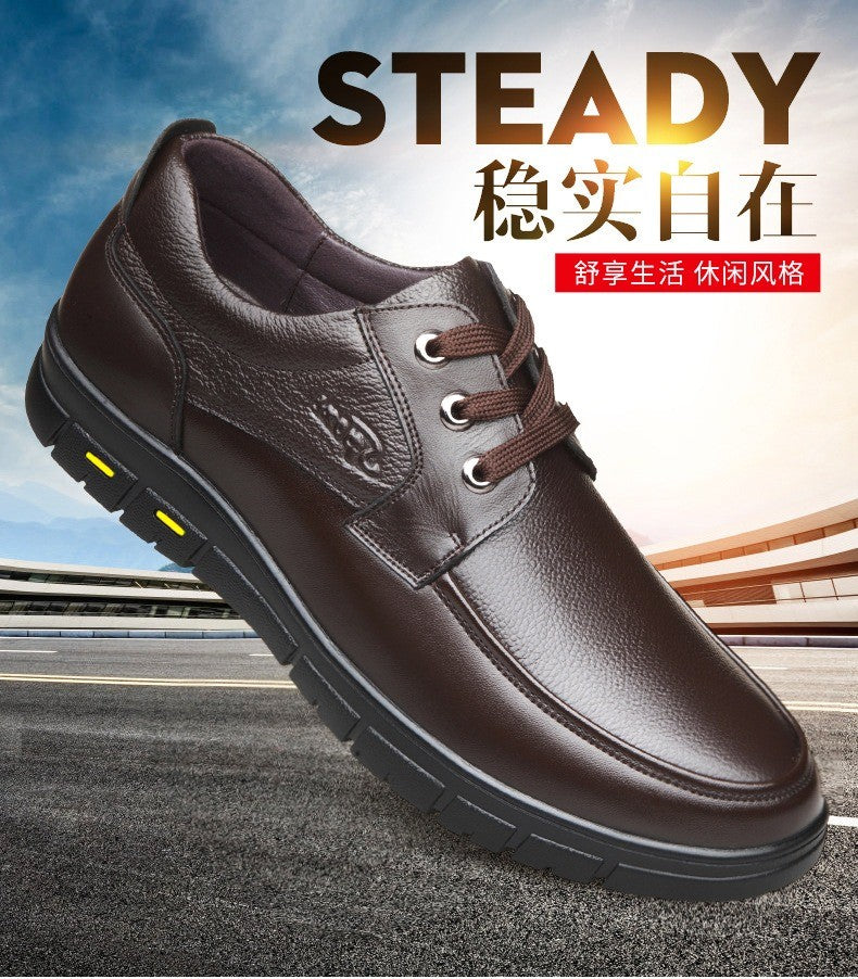 Hot Sale Men Genuine Leather Casual Shoes Soft Sole Lace-up Luxury Brand Middle-aged Old Man Dad Lightweight Loafers Shoes