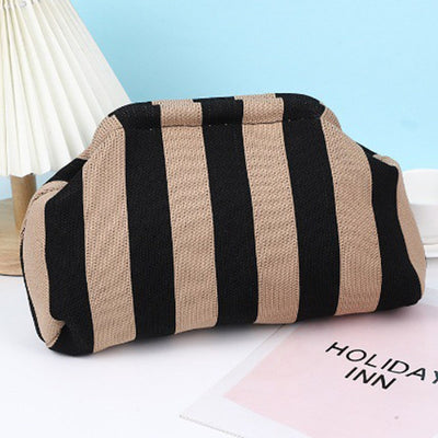 Women Small Crochet Handbag Contrast Color Cute Cloud Purse Casual Colorblock Bag Woven Bag for Female