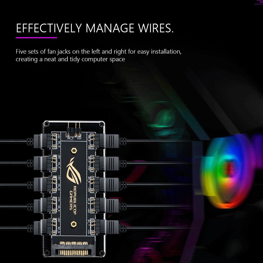 5V/3PIN ARGB Cable Splitter Hub ASUS AURA SYNC RGB Fan Hub Adapter SATA Power Extension Cable Adapter for Computer PC Cooler
