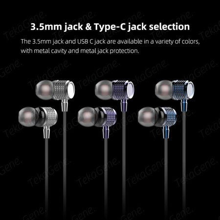 USB Type C Earbuds Metal Heavy Bass Earphones In Ear Noise Reduction 3.5mm Wired Headphones with Mic for Samsung Galaxy iPhone