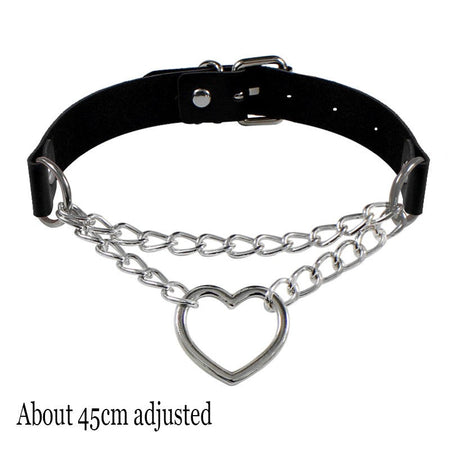Woman Black Punk Choker Collar Necklace Sexy PU Leather Heart Lock Key Spike Chocker Gothic Cosplay Accessories Party Jewelry