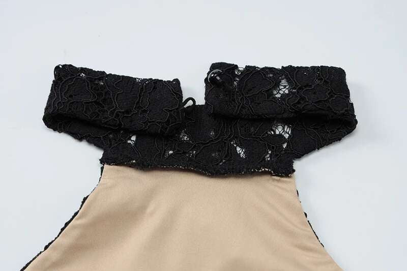 Mozision Lace Halter Backless Sexy Maxi Dress For Women Black Off-shoulder Strapless Sleeveless Bodycon Club Party Long Dress